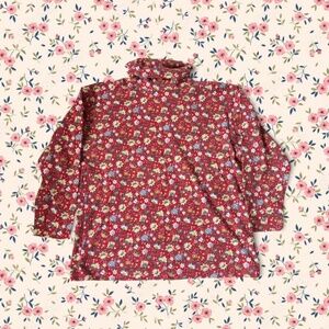 Hunt Club Vintage Burgundy Floral Turtleneck